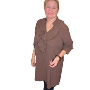 Tunika med volang - Choco brun