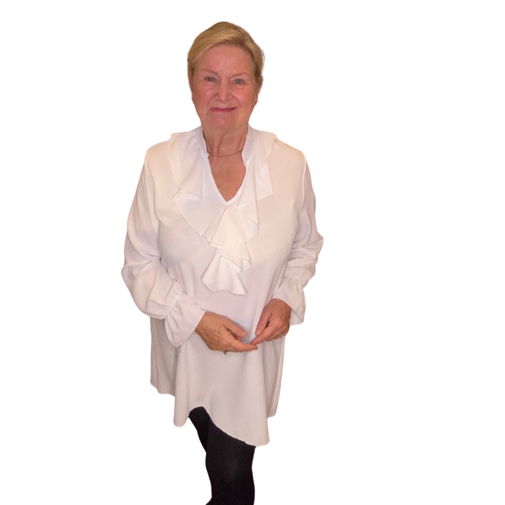 Tunika med volang - Vit