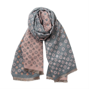 Mjuk, stor scarf med vävt mönster – grå