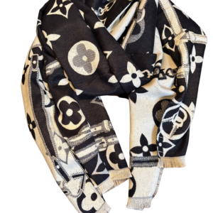 🖤 Monogram-inspirerad sjal – svart/beige